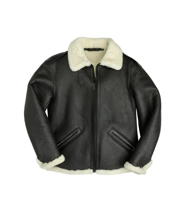 B-6 Black Bomber Shearling Jacket