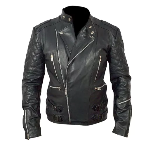 Brando Mens Motorcycle Biker Black Genuine Leather Jacket