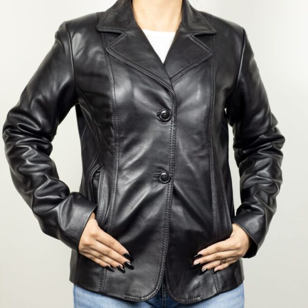 Women’s Black Lambskin Leather Blazer