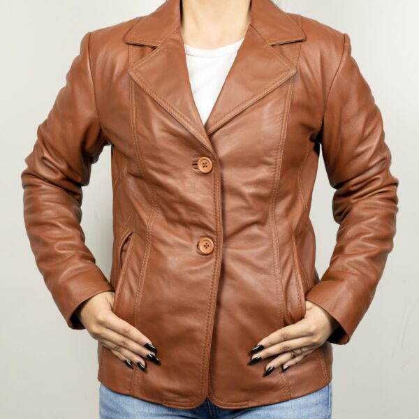 Women’s Brown Lambskin Leather Blazer
