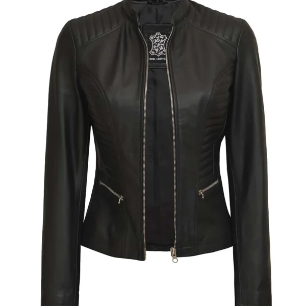 Kandis Women's Cognac Brown Leather Coat