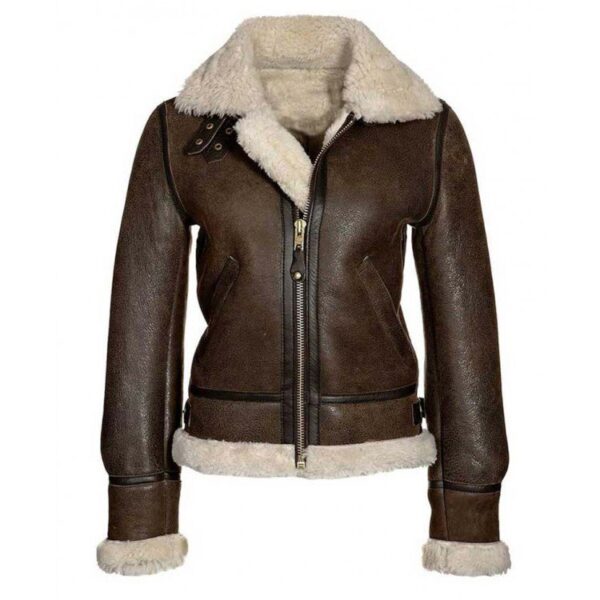 Women’s Aviator Brown Leather Jacket