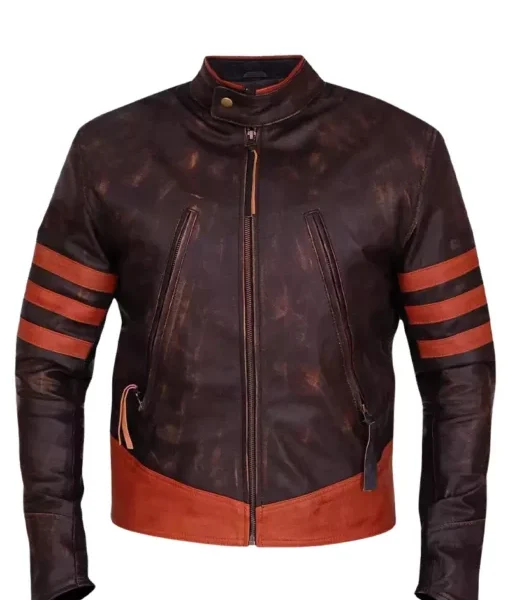 Men's Distressed Brown Cafe Racer Leather Motorcycle Jacket