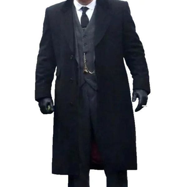 Shelby 1920’s Gangster Black Long Overcoat For Men