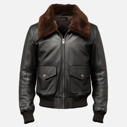 Men’s Black Bomber Shearling Aviator Leather Jacket