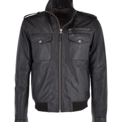 Black Leather Bomber Jacket Mens