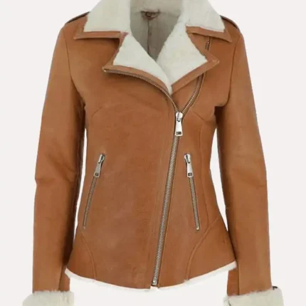 Tan brown Fur shearling jacket