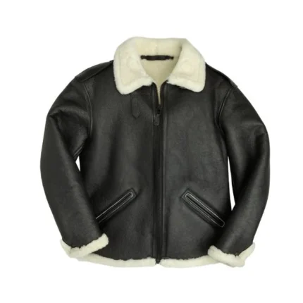 B-6 Black Bomber Shearling Jacket