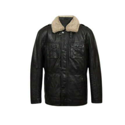 Mens Black Sheep Leather Coat