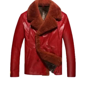 Mens Shearling Red Leather Jacket