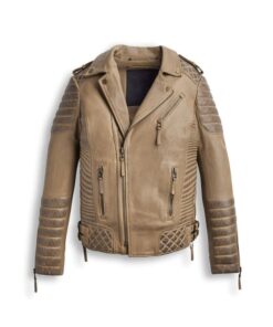 Desert Brown Waxed Biker Leather Motorbike Jacket